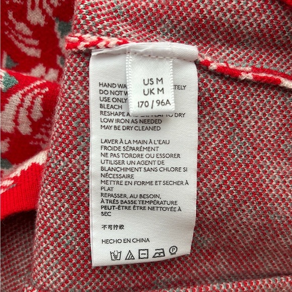 Anthropologie Red and White Leaf Pattern Sweater - Picture 6 of 8